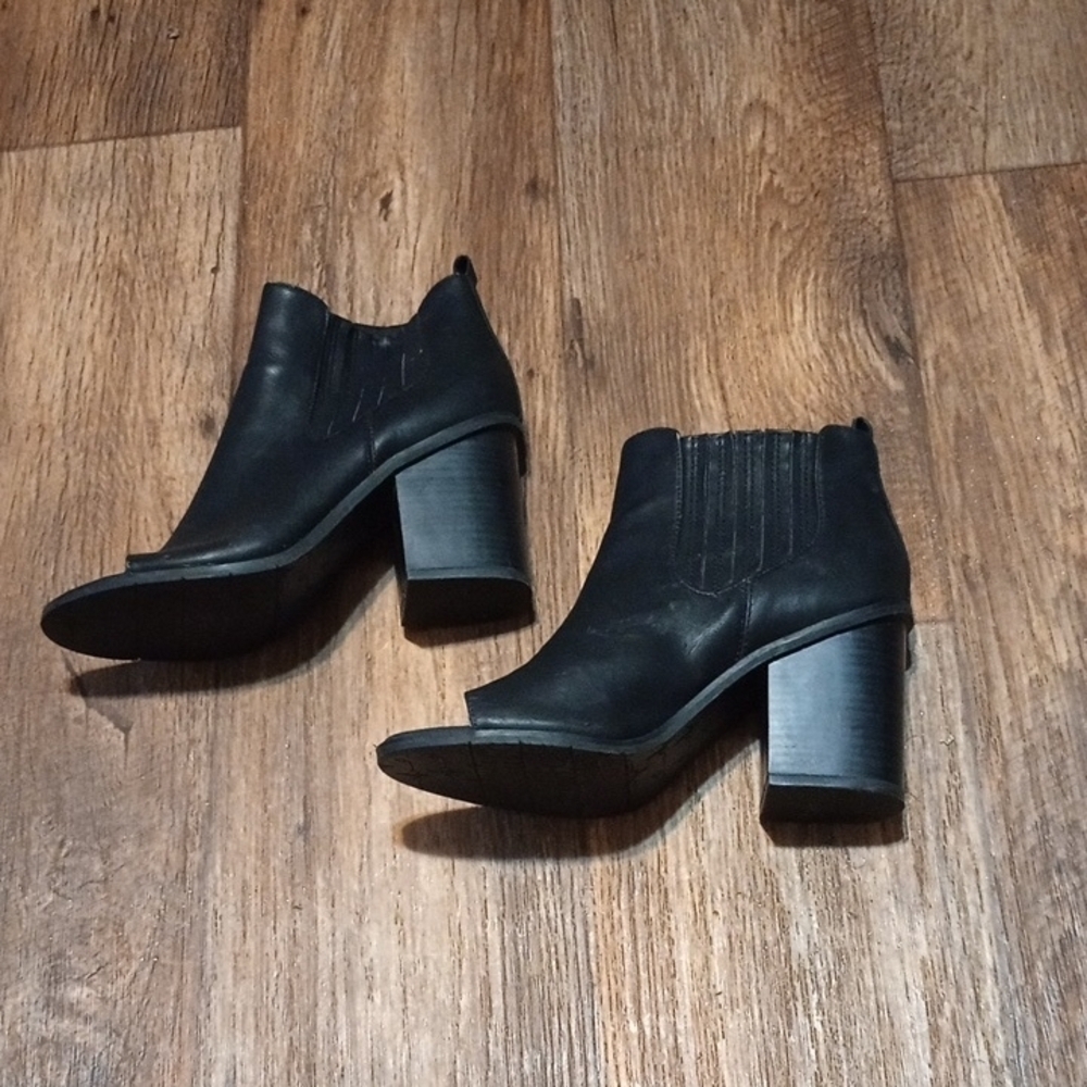 BCBG Paris Black Ankle Booties Sleek Suede Design Open Toe